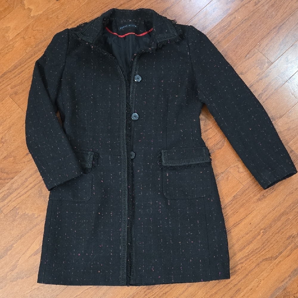 Perry Ellis Black Tweed Wool Blend Jacket